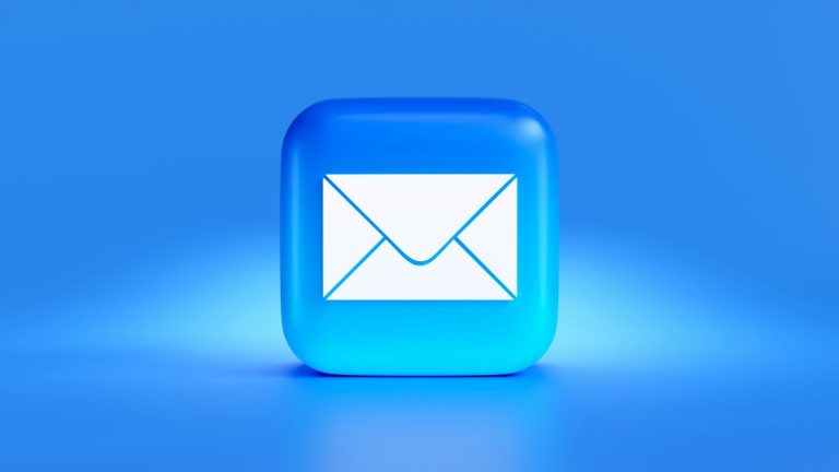 Blue email icon with a white envelope